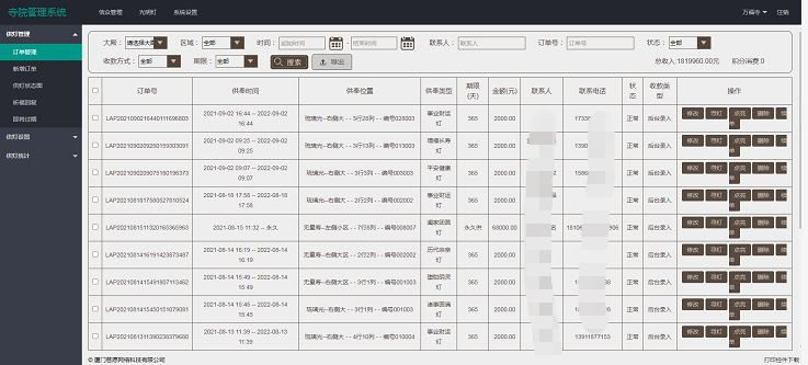 寺院财务统计管理软件